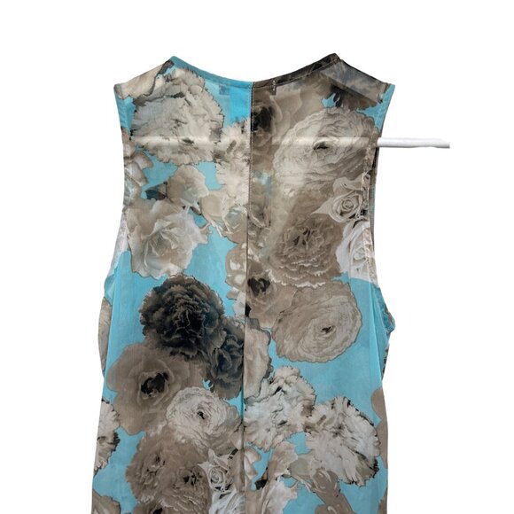 Ro and De Top Womens Small Shirt Blouse Blue Brown Floral Sleeveless Casual Work - Picture 10 of 13